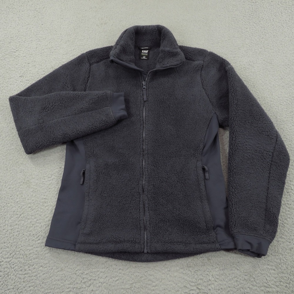Helly Hansen Jacket Womens Large Navy Fleece Full Zip Ribbed Side Sherpa Sweater